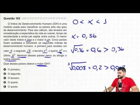 Thumbnail da aula: 🔥 Questão de COMPARAÇÃO DE POTÊNCIAS DE X 163 ENEM 2019 | O Índice de Desenvolvimento Humano (IDH)