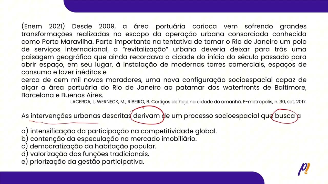 Thumbnail: ENEM 2021 - Demografia e Urbanização | Desde 2009, a área portuária carioca vem sofrendo...