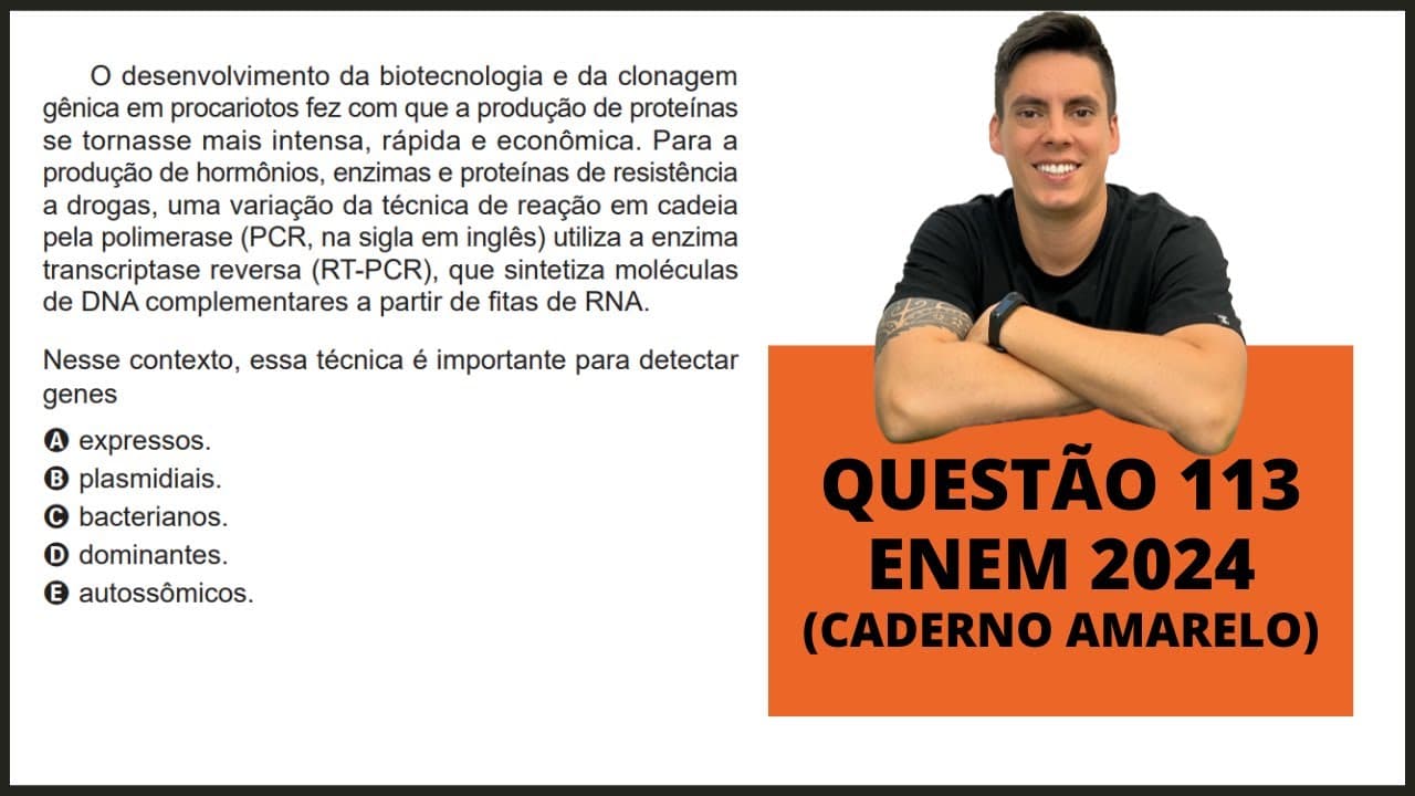Thumbnail: BIOLOGIA ENEM 2024! "O desenvolvimento da biotecnologia e da clonagem gênica em procariotos..."
