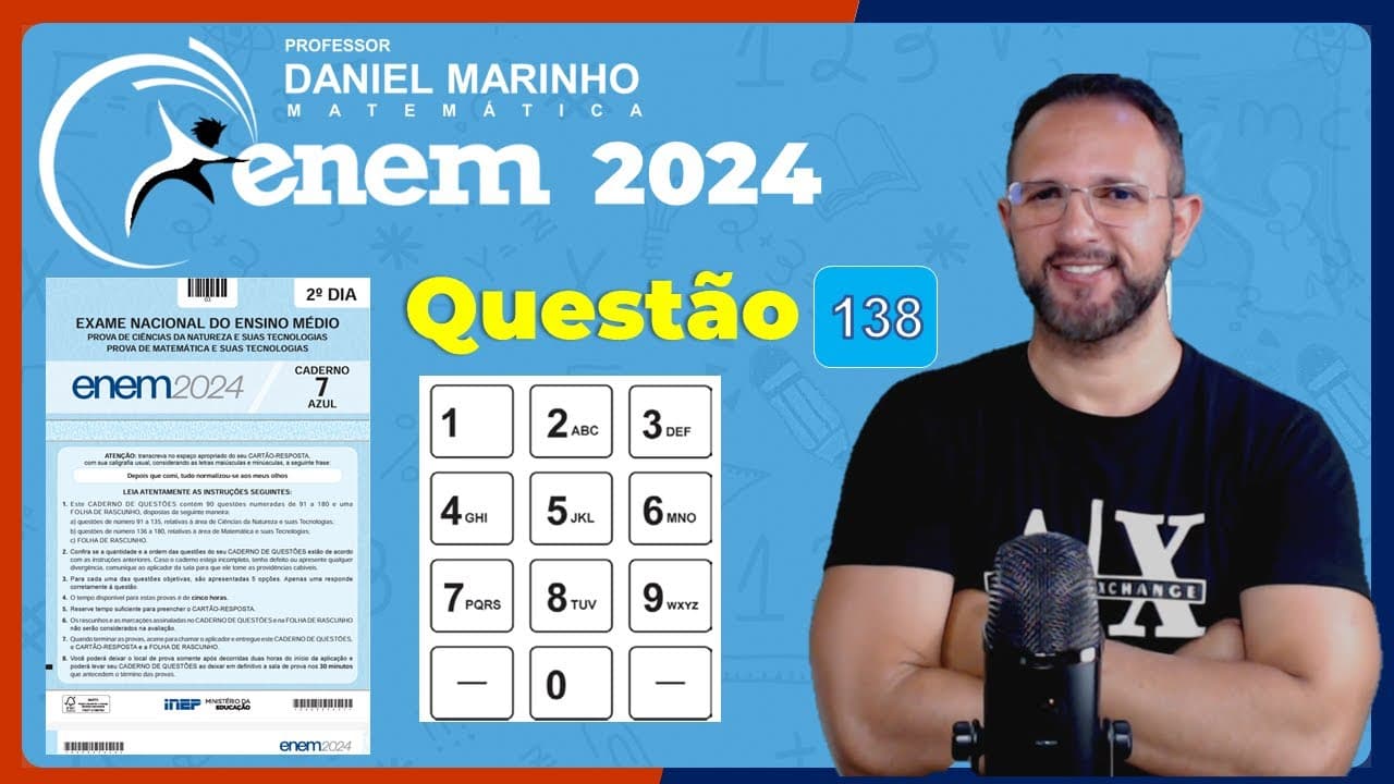 Thumbnail: 🔴 RESOLUÇÃO DO ENEM 2024 | MATEMÁTICA | CADERNO AZUL - Questão 138
