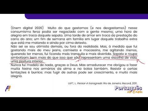 Thumbnail da aula: ENEM DIGITAL 2020 - ESTUDOS DA LÍNGUA | Muito do que gastamos (e nos desgastamos) nesse consumism...