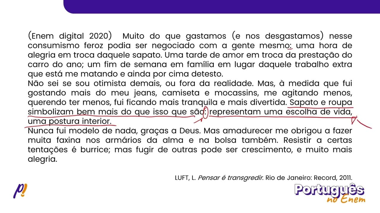 Thumbnail: ENEM DIGITAL 2020 - ESTUDOS DA LÍNGUA | Muito do que gastamos (e nos desgastamos) nesse consumism...