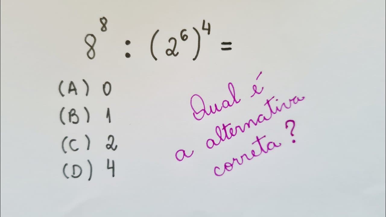 Thumbnail: POTENCIAÇÃO - Divisão com Potências de Bases Diferentes - Professora Angela Matemática