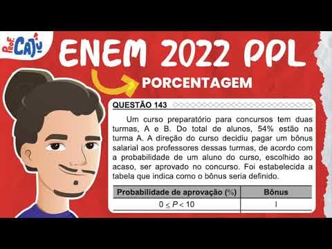 Thumbnail da aula: [ENEM 2022 PPL] 143 📘 PORCENTAGEM Um curso preparatório para concursos tem duas turmas, A e B. Do