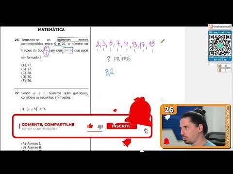 Thumbnail da aula: [UFRGS 2018] 26 - Tomando-se os números primos compreendidos entre 0 e 20, o número de frações do
