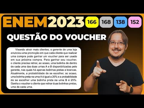 Thumbnail da aula: ENEM 2023 || Probabilidade || Visando atrair mais clientes, o gerente de uma loja anunciou uma