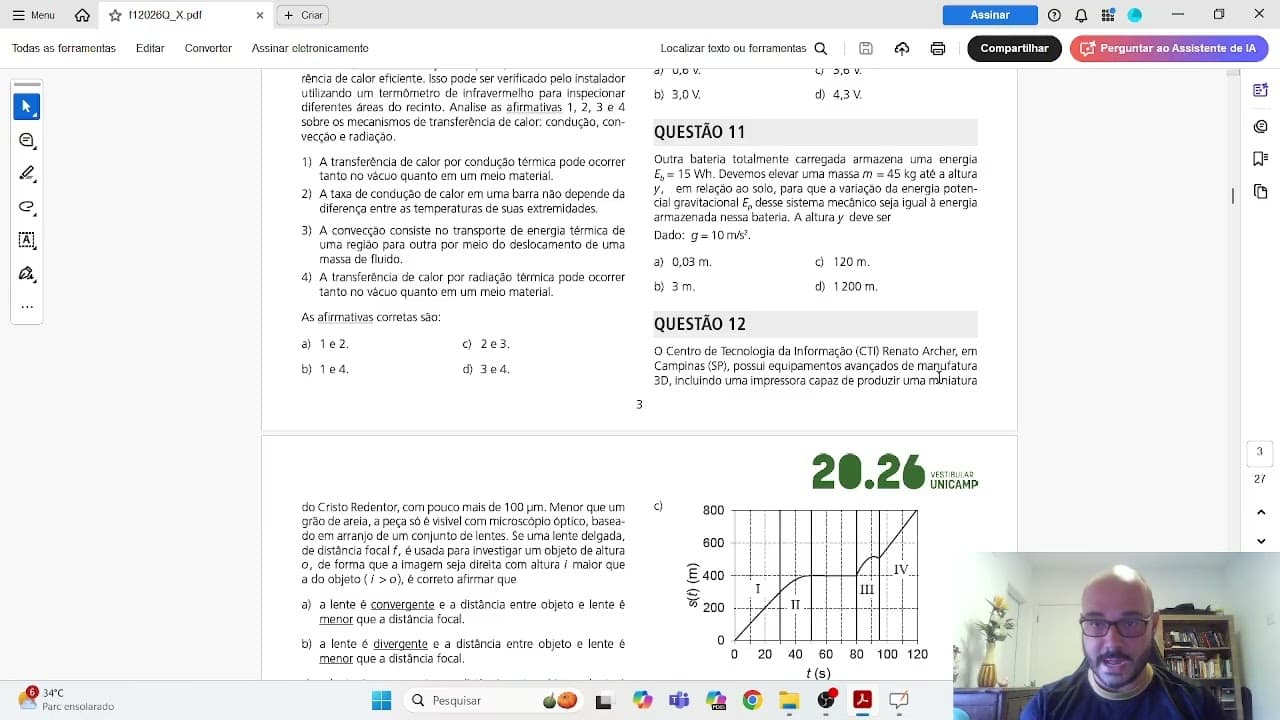 Thumbnail: CORREÇÃO UNICAMP FÍSICA 1ª FASE 2026