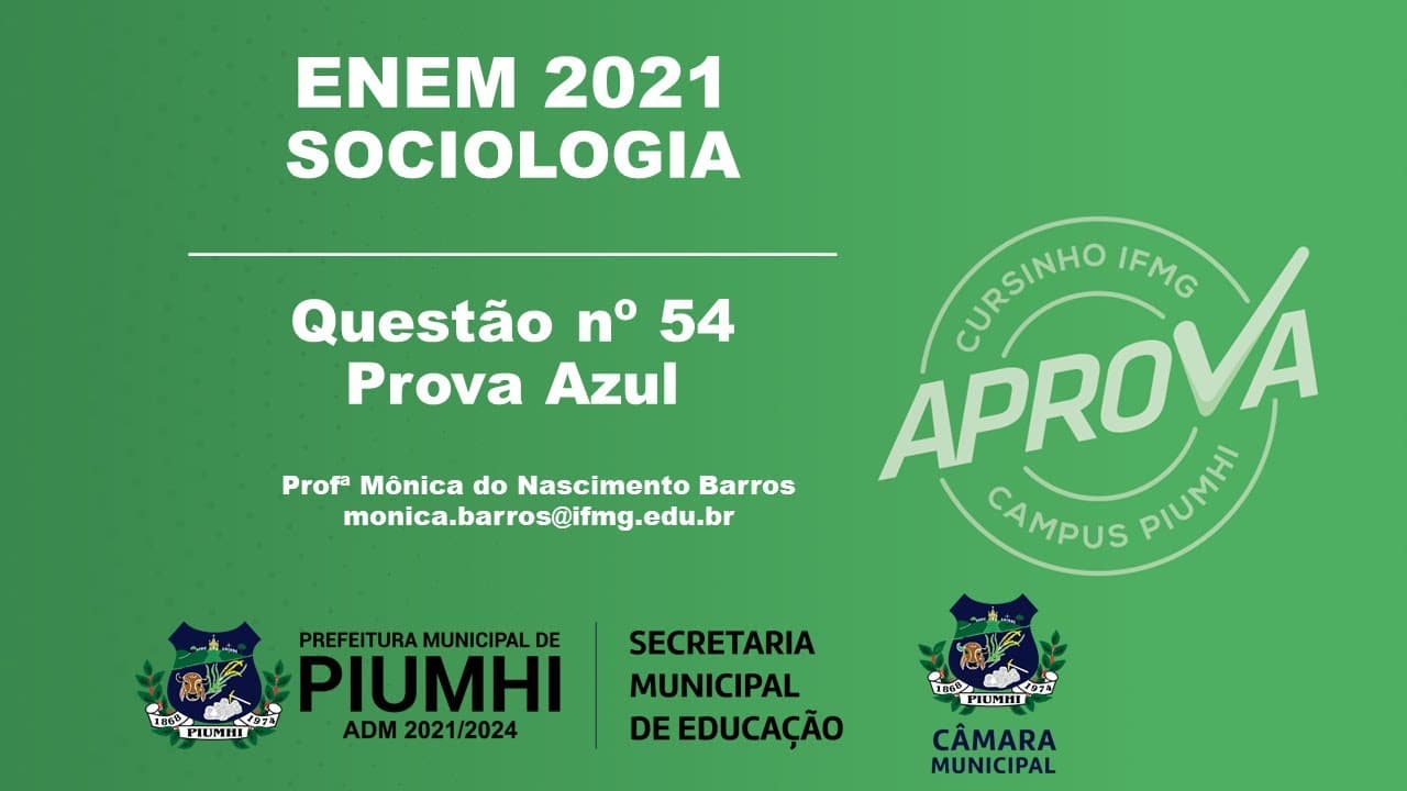 Thumbnail: ENEM 2021 - Sociologia - Questão nº 54