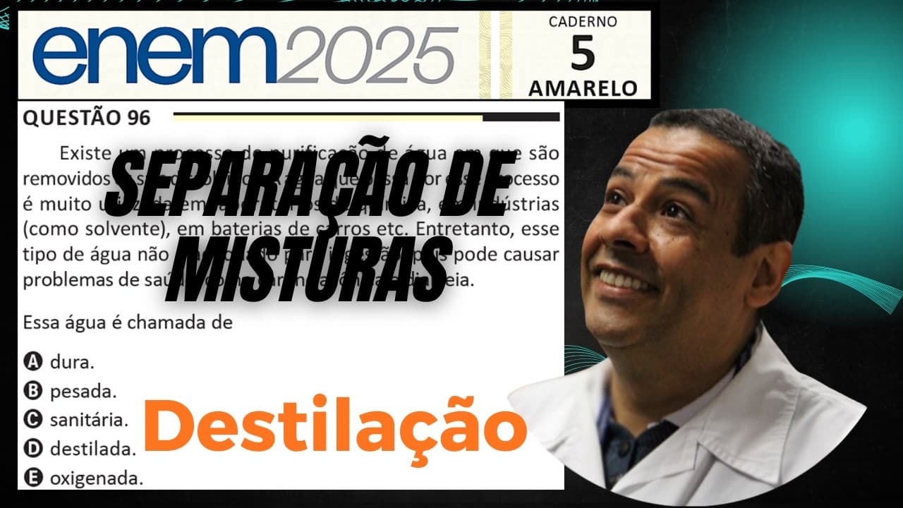 Thumbnail: ENEM 2025 AMARELA Q.96_Existe um processo de purificação de água em que são removidos os sais