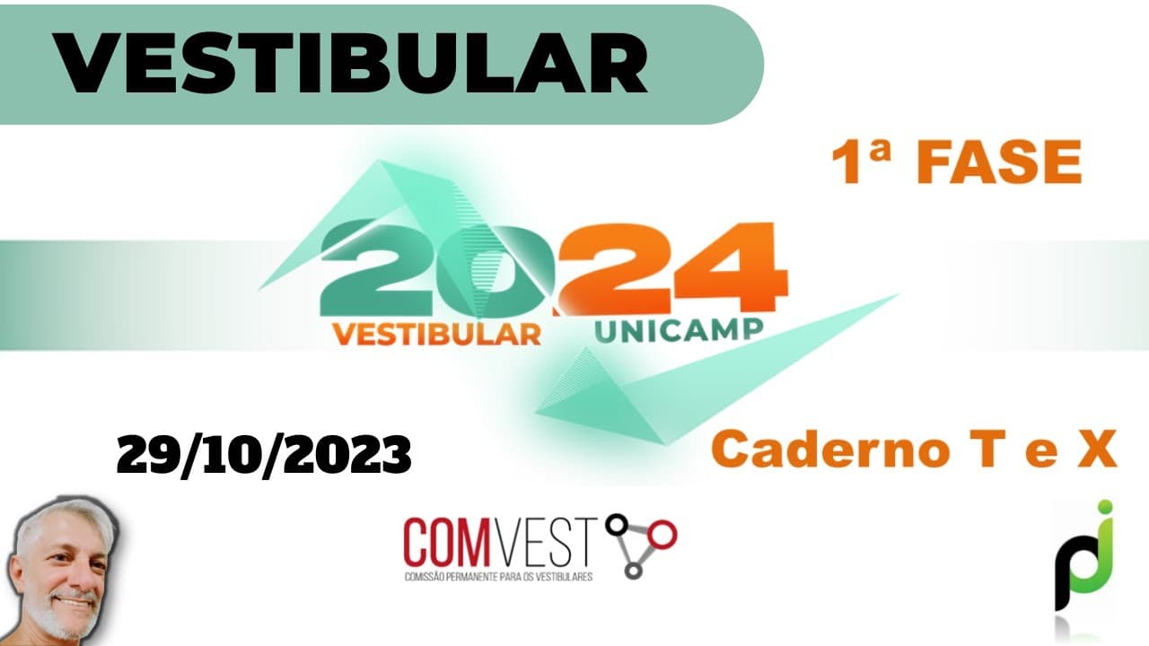 Thumbnail: RESOLUÇÃO DAS QUESTÕES 07 a 12 DO VESTIBULAR UNICAMP 2024 (CADERNO T e X)