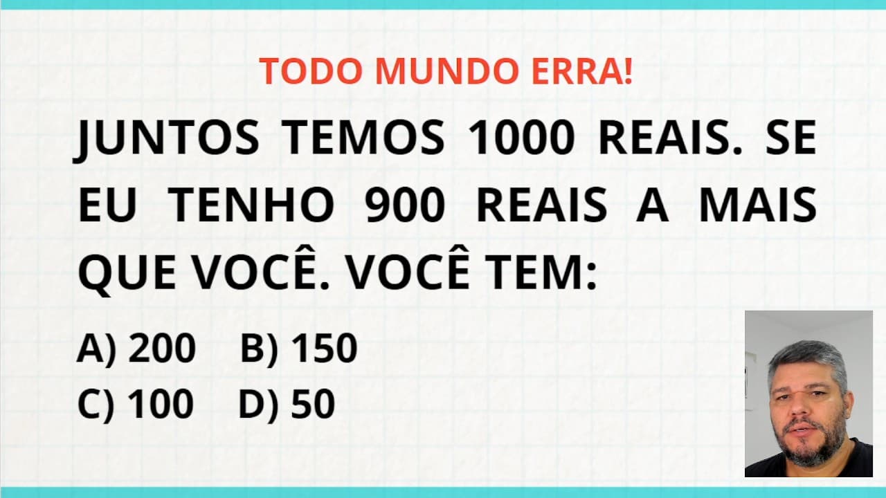 Thumbnail: PROBLEMA DE MATEMÁTICA QUE A MAIORIA NÃO ENTENDE!