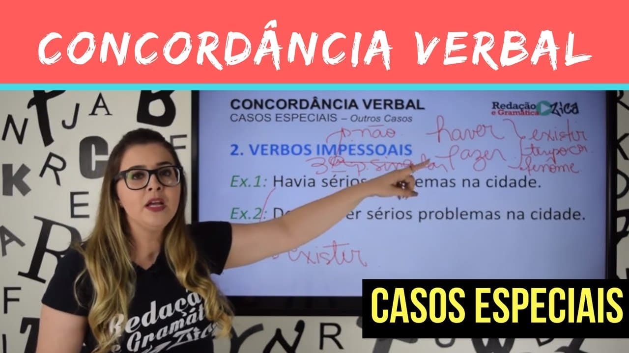Thumbnail: ✔ CONCORDÂNCIA VERBAL: CASOS ESPECIAIS - Parte 3 de 3 - Profa. Pamba