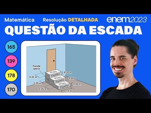 Thumbnail da aula: 🔵 Questão da escada: ENEM 2023 Matemática (Detalhada) - Área de Figuras Planas