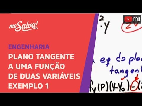 Thumbnail da aula: Plano tangente a uma função de duas variáveis: Exemplo 1 | Engenharia | Me Salva!