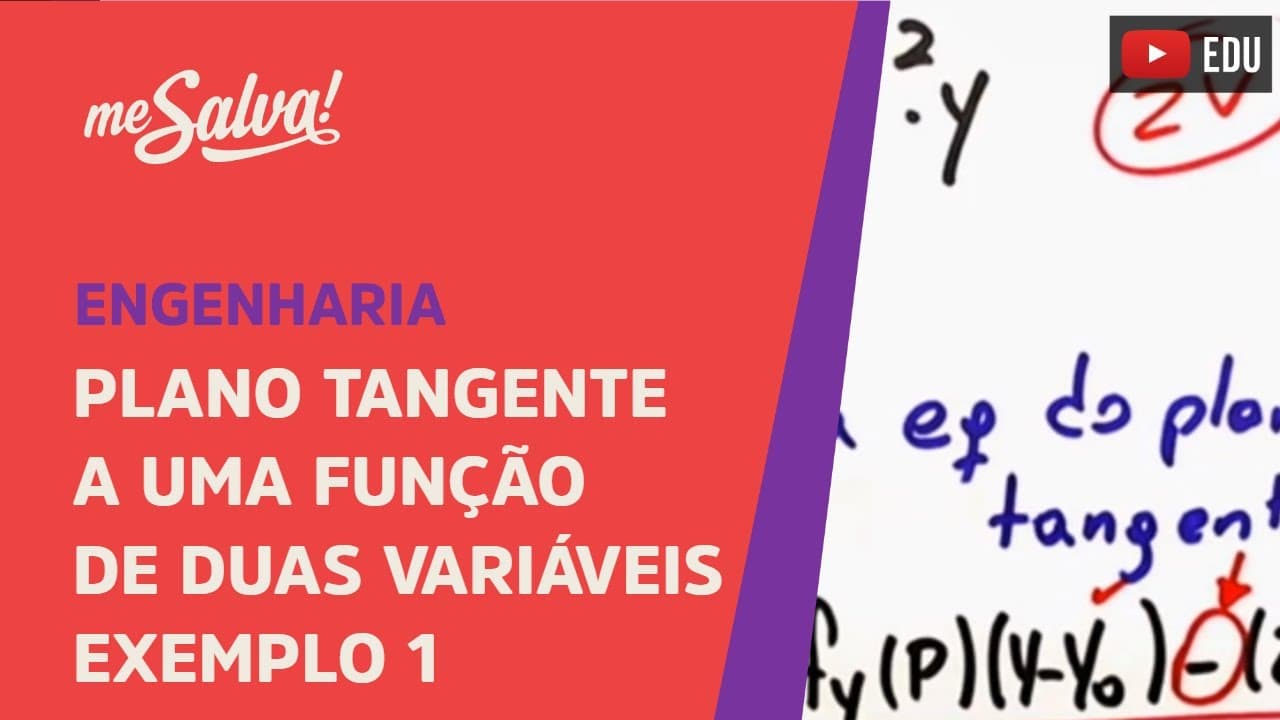 Thumbnail: Plano tangente a uma função de duas variáveis: Exemplo 1 | Engenharia | Me Salva!