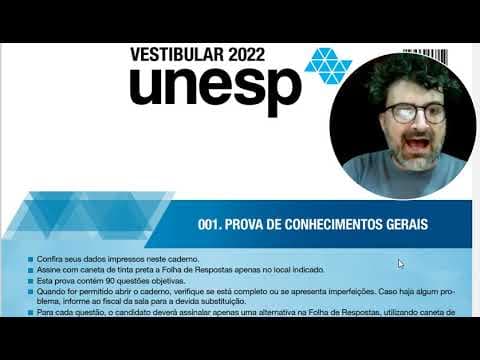 Thumbnail da aula: UNESP 2022 - 1ª Fase - 1º Dia - Correção e Comentários