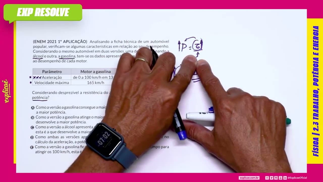 Thumbnail: ANALISANDO A FICHA TÉCNICA DE UM AUTOMÓVEL POPULAR, VERIFICAM(...) | TRABALHO, POTÊNCIA E ENERGIA