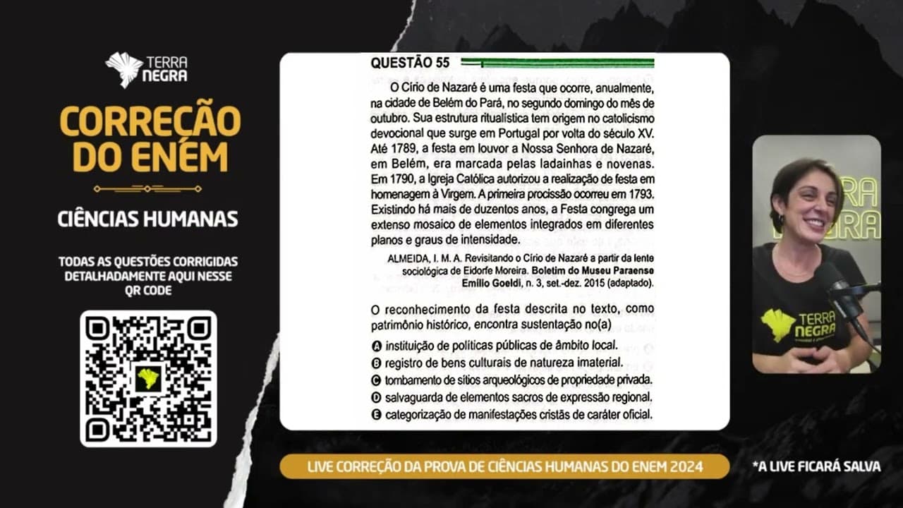 Thumbnail: ENEM 2024 - História - 55 Prova Verde