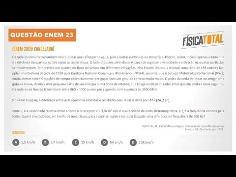 Thumbnail da aula: Lista ENEM Questão 23 Efeito Doppler Fizeau