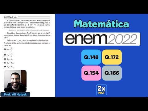 Thumbnail da aula: Resolução Matemática ENEM 2022 - Questão 148 - Caderno Azul - A luminosidade L de uma estrela