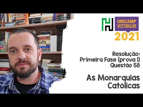 Thumbnail da aula: Resolução: Unicamp 2021 História Q58 (Monarquias Católicas)