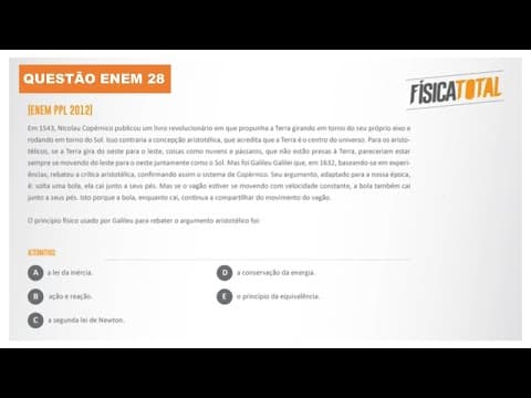 Thumbnail da aula: Lista 04 EXEMPLO 28 Princípio da Inércia | 1a Lei de Newton