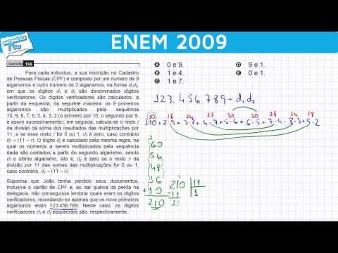Thumbnail da aula: ENEM 2009 Matemática #21 - Resto da Divisão e Número do CPF