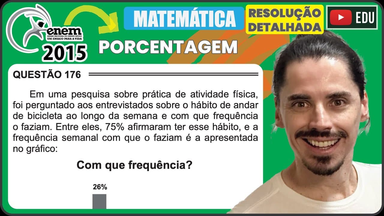 Thumbnail: [ENEM 2015 PPL] 176 📘 PORCENTAGEM Em uma pesquisa sobre prática de atividade física, foi perguntado