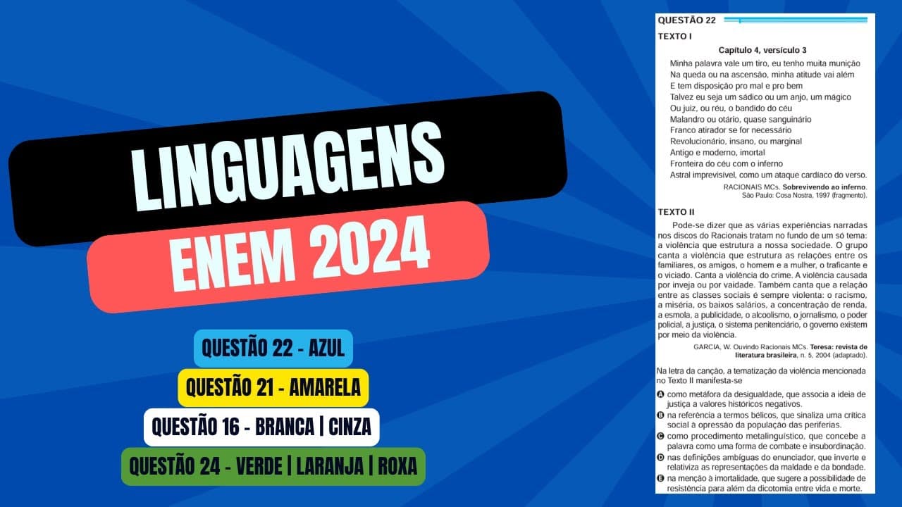 Thumbnail: Resolução questão 22 (PROVA AZUL) | Linguagens ENEM 2024