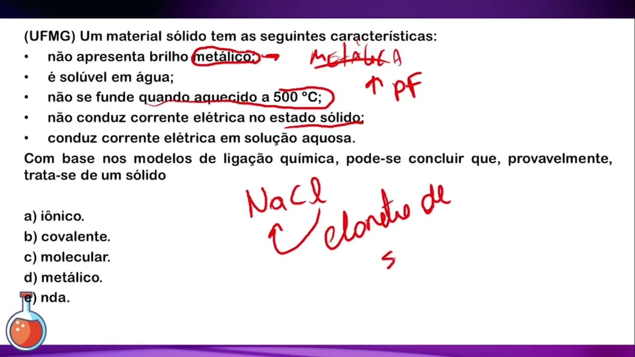 Thumbnail: (UFMG) Um material sólido tem as seguintes características: