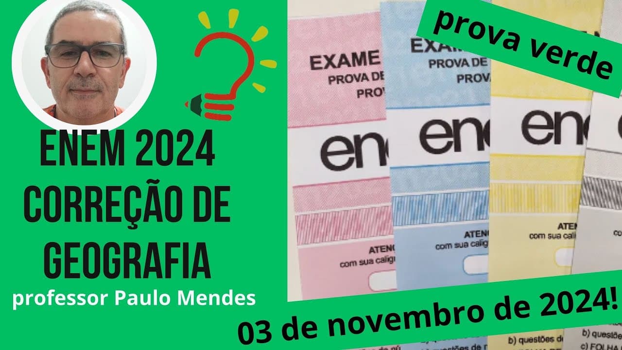 Thumbnail: Correção ENEM 2024 - Questões de Geografia