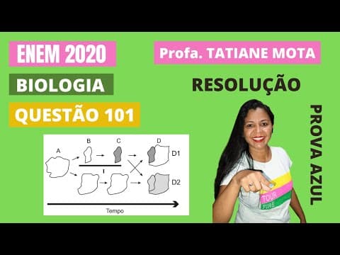 Thumbnail da aula: ✅[ENEM 2020] # BIOLOGIA # QUESTÃO 101 – ESPECIAÇÃO - Uma população (momento A) sofre isolamento em