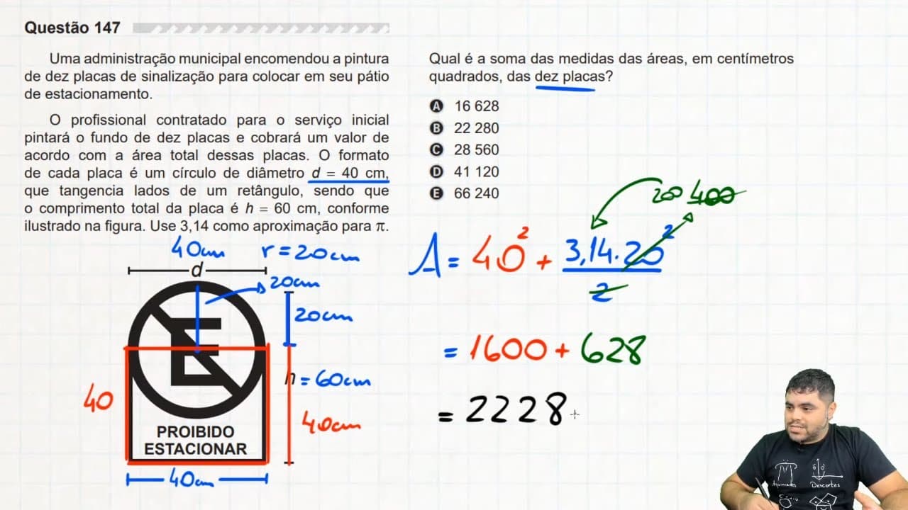 Thumbnail: 🔥 Questão sobre ÁREA DE FIGURAS PLANAS 147 ENEM 2019 | Uma administração municipal encomendou