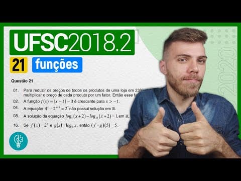 Thumbnail da aula: 21 VESTIBULAR UFSC 2018/2 - FUNÇÕES -  Para reduzir os preços de todos os produtos de uma loja em