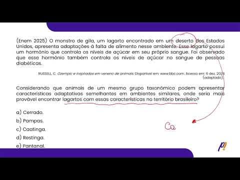 Thumbnail da aula: ENEM 2025 | O monstro de gila, um lagarto encontrado em um deserto...