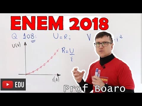 Thumbnail da aula: Tensão elétrica e resistência elétrica   ENEM 2018 FÍSICA   QUESTÃO 108 Prova Azul