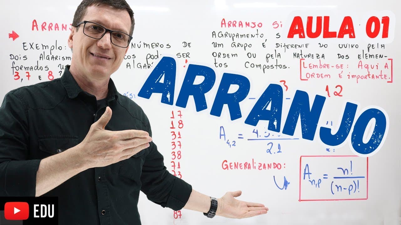 Thumbnail: ARRANJO | ANÁLISE COMBINATÓRIA | Professor Boaro | AULA 1