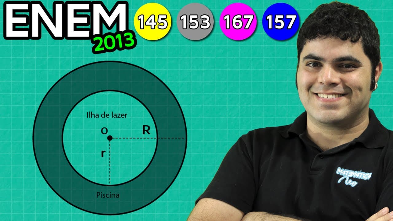 Thumbnail: ENEM 2013 Matemática #22 - Volume de Dois Cilindros Concêntricos e Inequação do Segundo Grau
