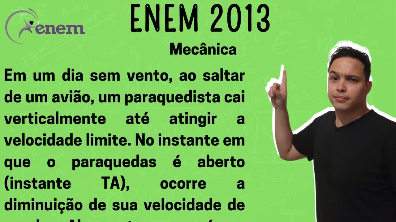 Thumbnail: ENEM 2013 - Em um dia sem vento, ao saltar de um avião, um paraquedista cai verticalmente