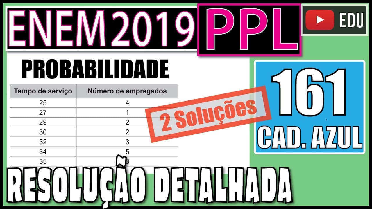 Thumbnail: [ENEM 2019 PPL] 161 📘 PROBABILIDADE Uma empresa sorteia prêmios entre os funcionários como