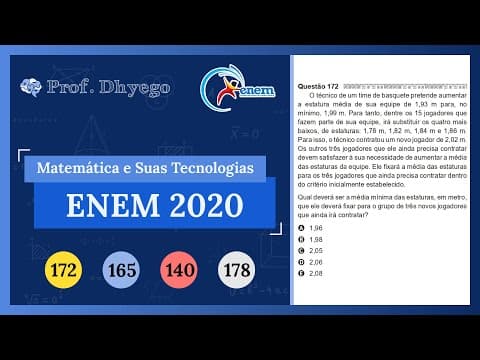Thumbnail da aula: O técnico de um time de basquete pretende aumentar a estatura média de sua equipe de 1,93 m para, no