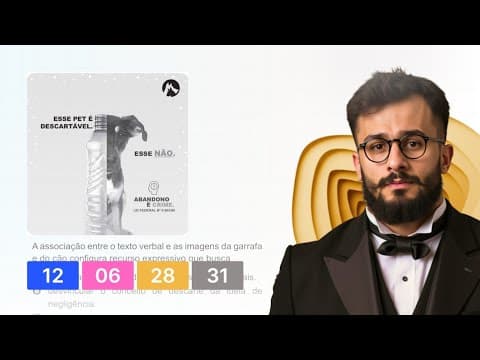 Thumbnail da aula: ENEM 2021 - A associação entre o texto verbal e as imagens da garrafa e do cão configura recurso