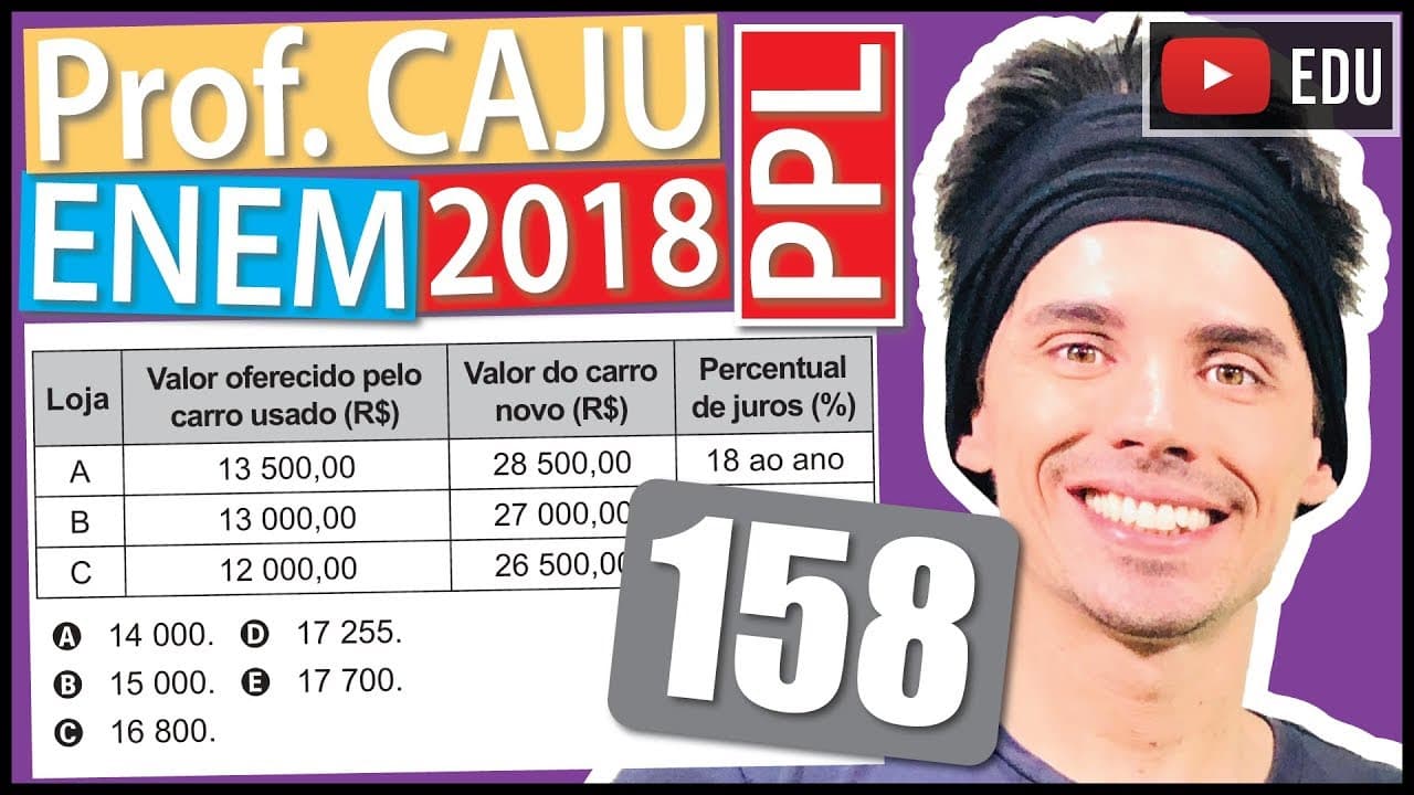 Thumbnail: [ENEM 2018 PPL] 158 📓 MATEMÁTICA FINANCEIRA Um rapaz possui um carro usado e deseja utilizá-lo como