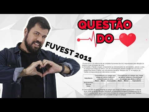 Thumbnail da aula: Questão do Coração - Biologia - Fuvest 2011 - Sistema Excretor - Fisiologia do Néfron
