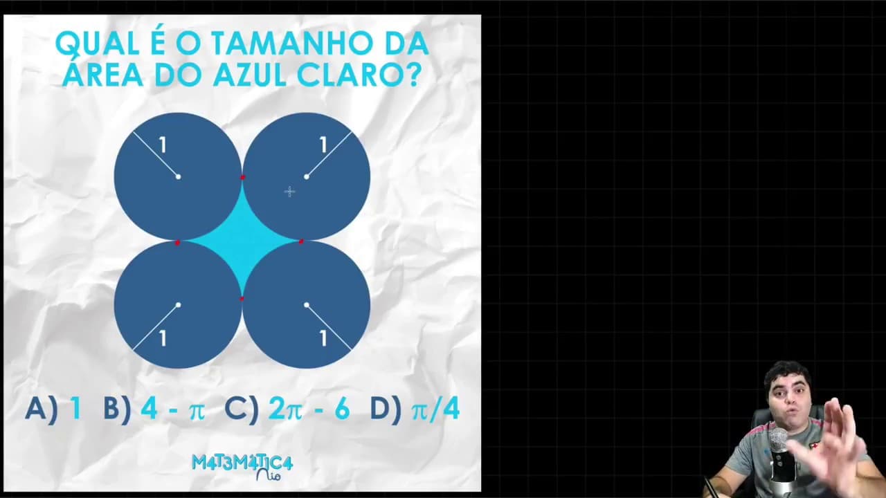 Thumbnail: 🤔 VOCÊ CONSEGUE RESOLVER ESSE PROBLEMA DE GEOMETRIA PLANA? 👉🏻 Área do Círculo e do Quadrado