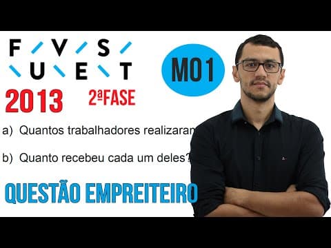 Thumbnail da aula: FUVEST 2013 | Questão M01 | Segunda Fase | Matemática (Problemas de Equações)