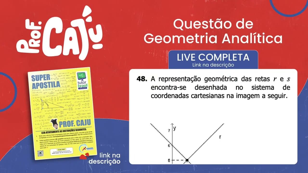 Thumbnail: [UFRGS 2018] 48 📘 GEOMETRIA ANALÍTICA A representação geométrica das retas r e s encontra-se