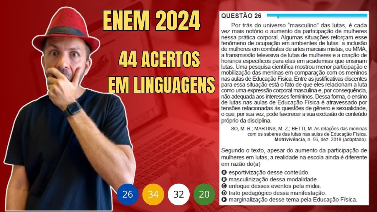 Thumbnail: ENEM 2024: Por trás do universo “masculino” das lutas, é cada