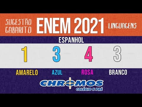 Thumbnail da aula: Gabarito ENEM 2021 CHROMOS - Prova Amarela: Questão 01 | Espanhol
