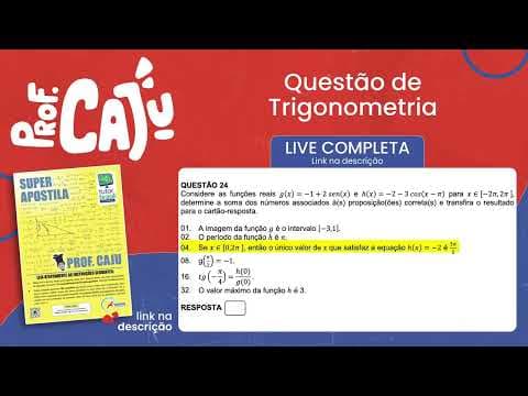 Thumbnail da aula: [UFSC 2023] 24.04 📒 TRIGONOMETRIA Se x ∈ [0,2𝛑], então o único valor de x que satisfaz a equação